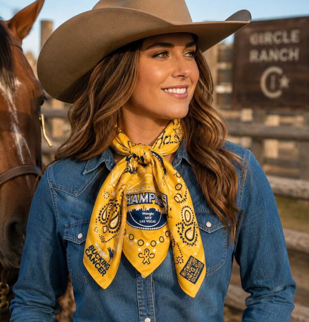 Wrangler Golden Circle of Champions 'Bucking Cancer' Bandana Scarf
